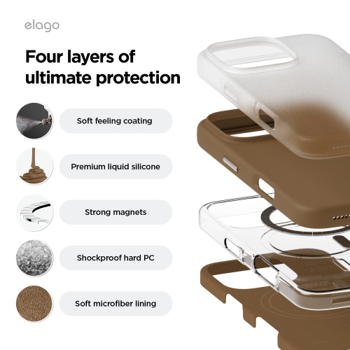 elago Magnetic Silicone Case Compatible with iPhone 16 Pro Case 6.3 Inch Compatible with All MagSafe Accessories - Built-in Magnets, Soft Grip