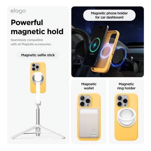 elago Magnetic Silicone Case Compatible with iPhone 16 Pro Case 6.3 Inch Compatible with All MagSafe Accessories - Built-in Magnets, Soft Grip