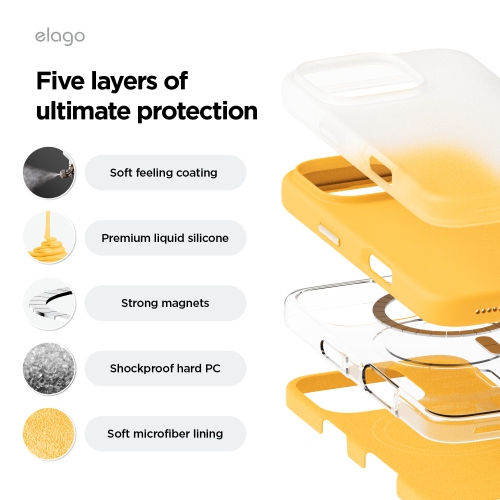 elago Magnetic Silicone Case Compatible with iPhone 16 Pro Case 6.3 Inch Compatible with All MagSafe Accessories - Built-in Magnets, Soft Grip