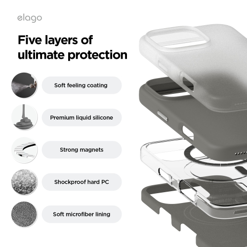 elago Magnetic Silicone Case Compatible with iPhone 16 Pro Case 6.3 Inch Compatible with All MagSafe Accessories - Built-in Magnets, Soft Grip