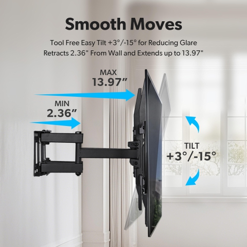 Full Motion 37-80 Inch TV Wall Mount Bracket with Articulating Arms, Swivel Tilt Extension TV Bracket up to 132lbs and Max VESA 600x400mm
