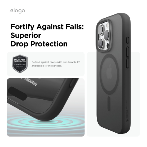 elago Magnetic Hybrid Clear Case Compatible with iPhone 16 Pro Case 6.3" - Compatible with MagSafe, PC + TPU Hybrid Technology, Shockproof bumper