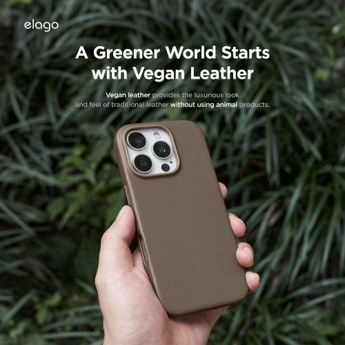 elago Magnetic Leather Case Compatible with iPhone 16 Pro Case, Compatible with All MagSafe Accessories, 6.3 inch - Built-in Magnets, Vegan Leather,