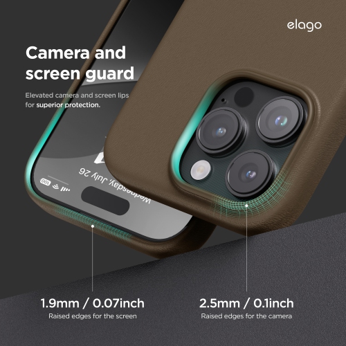 elago Magnetic Leather Case Compatible with iPhone 16 Pro Case, Compatible with All MagSafe Accessories, 6.3 inch - Built-in Magnets, Vegan Leather,