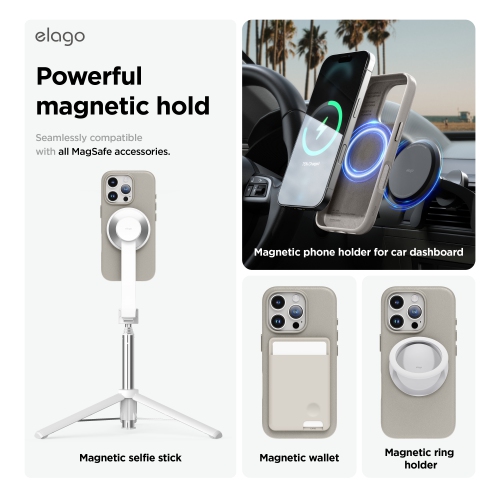 elago Magnetic Leather Case Compatible with iPhone 16 Pro Case, Compatible with All MagSafe Accessories, 6.3 inch - Built-in Magnets, Vegan Leather,
