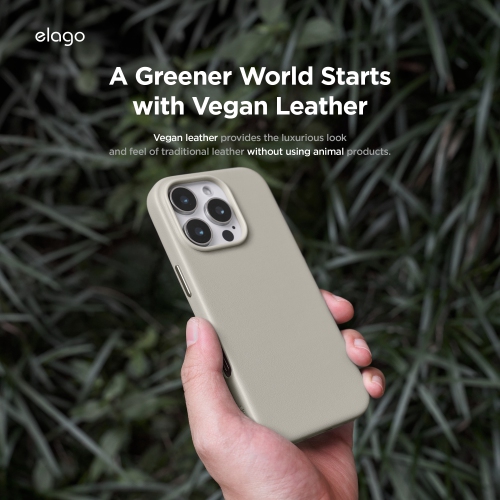 elago Magnetic Leather Case Compatible with iPhone 16 Pro Case, Compatible with All MagSafe Accessories, 6.3 inch - Built-in Magnets, Vegan Leather,