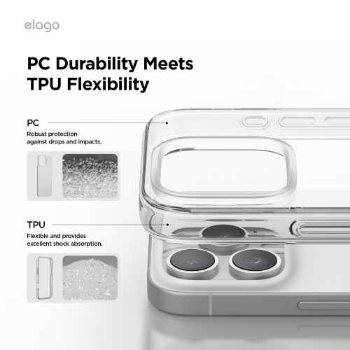 elago Hybrid Clear Case Compatible with iPhone 16 Pro Case Cover 6.3" - PC + TPU Hybrid Technology, Shockproof bumper, Raised Camera Protection,