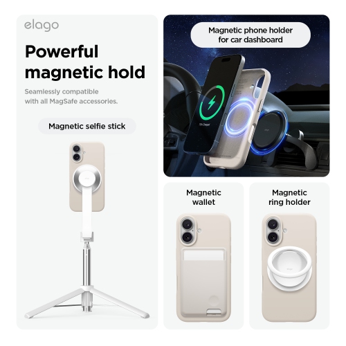elago Magnetic Silicone Case Compatible with iPhone 16 Plus Case 6.7 Inch Compatible with All MagSafe Accessories - Built-in Magnets, Soft Grip