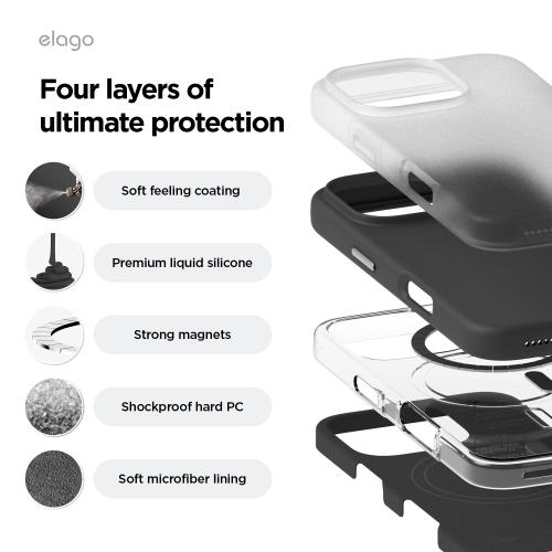 elago Magnetic Silicone Case Compatible with iPhone 16 Pro Case 6.3 Inch Compatible with All MagSafe Accessories - Built-in Magnets, Soft Grip