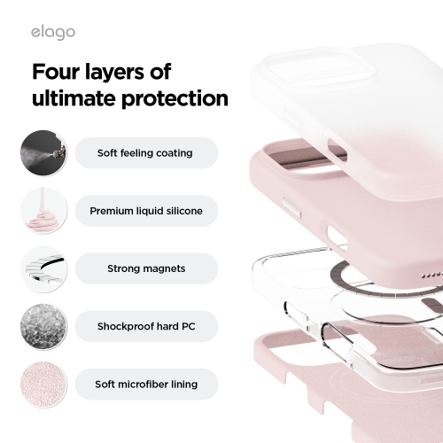 elago Magnetic Silicone Case Compatible with iPhone 16 Pro Case 6.3 Inch Compatible with All MagSafe Accessories - Built-in Magnets, Soft Grip