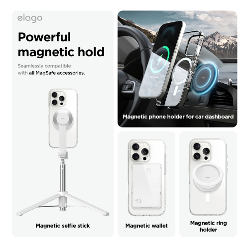 elago Magnetic Hybrid Clear Case Compatible with iPhone 16 Pro Case Cover 6.3" - Compatible with MagSafe, PC + TPU Hybrid Technology, Shockproof