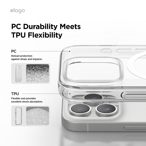 elago Magnetic Hybrid Clear Case Compatible with iPhone 16 Pro Case Cover 6.3" - Compatible with MagSafe, PC + TPU Hybrid Technology, Shockproof