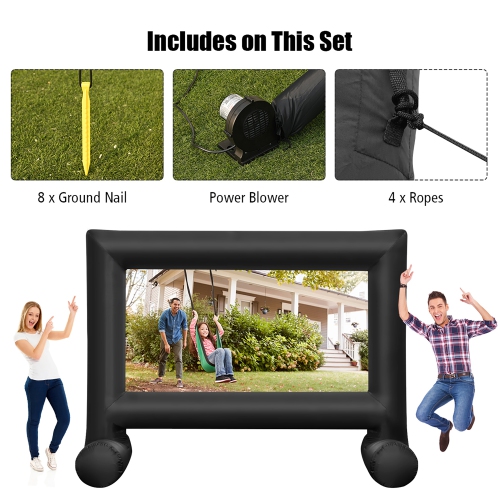 Projecteur de cinéma maison extérieur gonflable à projection d'écran 14FT de Costway avec ventilateur