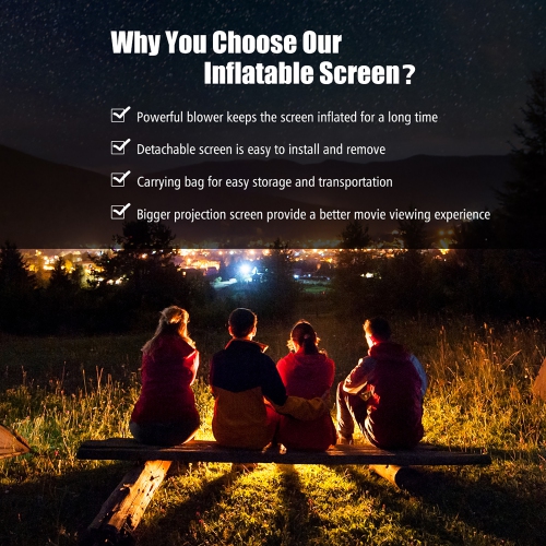 Projecteur de cinéma maison extérieur gonflable à projection d'écran 18ft DE Costway avec ventilateur
