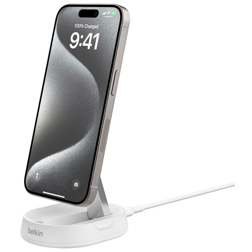 Support de chargement sans fil certifié Qi2 de 15 W BoostCharge Pro de Belkin - Blanc
