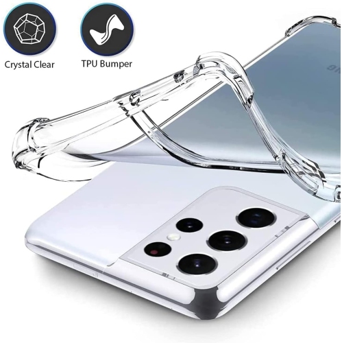 Étui transparent Bumper pour Samsung Galaxy S21 Ultra, antichoc [coins renforcés] TPU Crystal léger couvercle transparent