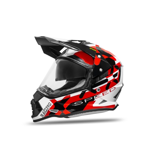 Motocross Helmet, Dirt Bike Motorcycle Helmet Safety Approved, EMMO Helmet 129 White/Red Large