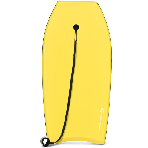Goplus 37'' Super Lightweight Bodyboard Surfing W/Leash EPS Core Boarding IXPE Yellow