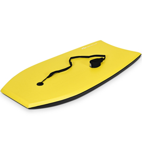 Goplus 41'' Super Lightweight Bodyboard Surfing W/Leash EPS Core Boarding IXPE Yellow