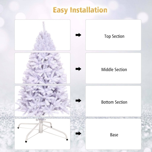 Costway 6Ft Hinged Artificial Christmas Tree Premium Pine Tree 1000 Tips w/ Metal Stand