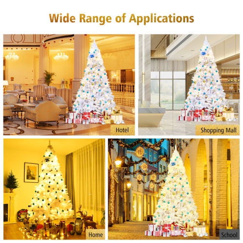 Costway 9Ft Hinged Artificial Christmas Tree Premium Pine Tree 2132 Tips w/Metal Stand