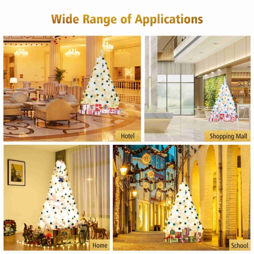 Costway 7.5Ft Hinged Artificial Christmas Tree Premium Pine Tree 1346 Tips w/Metal Stand