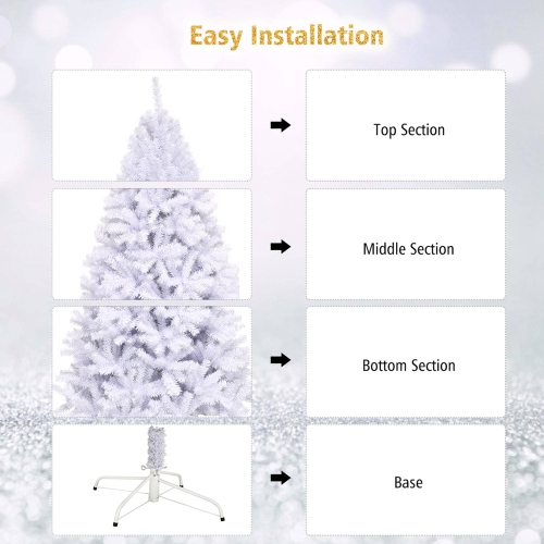 Costway 7.5Ft Hinged Artificial Christmas Tree Premium Pine Tree 1346 Tips w/Metal Stand