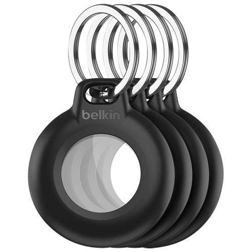 Étui étanche avec porte-clés pour AirTag de Belkin - Noir - Ensemble de 4