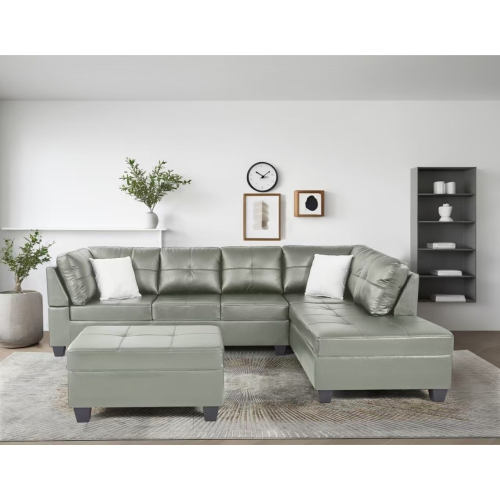 Canapé modulaire avec pouf de rangement, gris