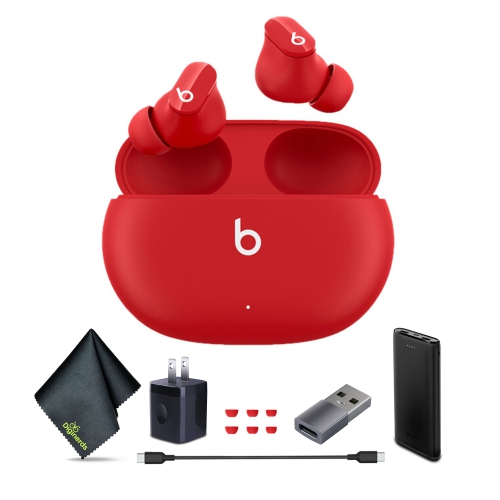 BEATS BY DR. DRE  Beats Studio Buds Noise Canceling True Wireless In-Ear Headphones With Power Bank Bundle (Red)