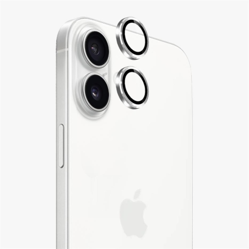 Uolo [Shield] iPhone 16/16 Plus Camera Lens Glass, iPhone 16/16 Plus Camera Lens Screen Protector - Silver