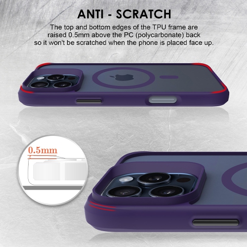 Uolo Soul+ iPhone 16 Pro Drop Rated Military-Grade Protective [MagSafe] Hard Shell Case, Purple