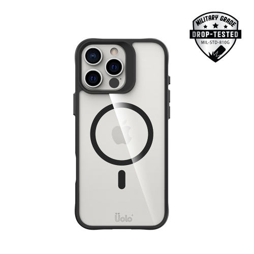 Uolo – Étui rigide Soul+ iPhone 16 Pro avec protection de qualité militaire certifiée contre les chutes [MagSafe], noir