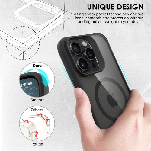 Uolo – Étui rigide Soul+ iPhone 16 Pro avec protection de qualité militaire certifiée contre les chutes [MagSafe], noir