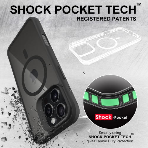 Uolo – Étui rigide Soul+ iPhone 16 Pro avec protection de qualité militaire certifiée contre les chutes [MagSafe], noir