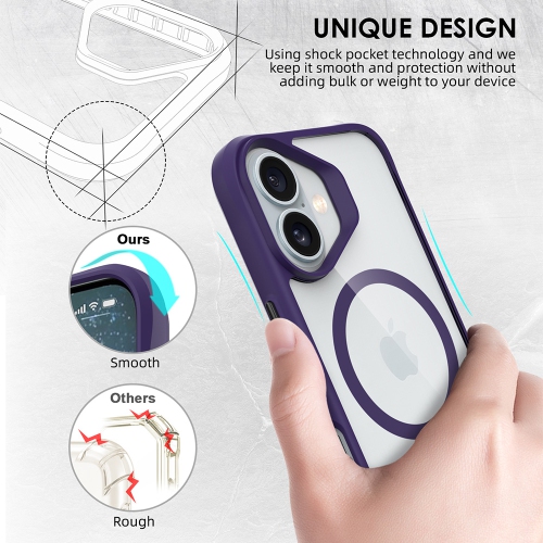 Uolo Soul+ iPhone 16 Drop Rated Military-Grade Protective [MagSafe] Hard Shell Case, Purple