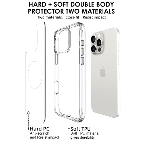 Uolo Soul+ iPhone 16 Pro Max Drop Rated Military-Grade Protective [MagSafe] Hard Shell Case, Clear