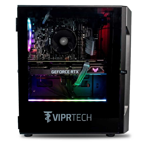 ViprTech Rebel 4.0 Gaming PC - AMD Ryzen 7, RTX 4060 Ti 8GB, 16GB DDR4 RAM, 1TB NVMe SSD, VR-Ready, Streaming, RGB, Win 11, Desktop Computer Black