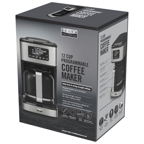 Bella Pro Programmable Drip Coffee Maker -12-Cups - Stainless Steel - Only at Best Buy