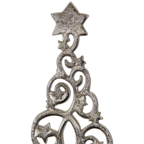 Starry Trees Metal Christmas Decorations - 18.5" - Silver - Set of 2