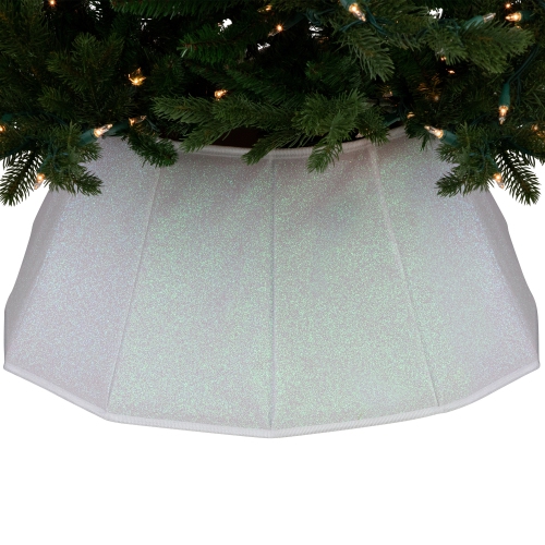 26" Shiny White Fabric Hexagonal Christmas Tree Collar