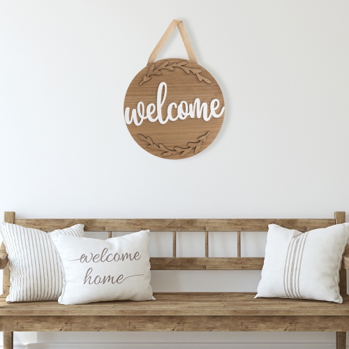 Welcome Daily Branches Wooden Wall Sign - 15.75"