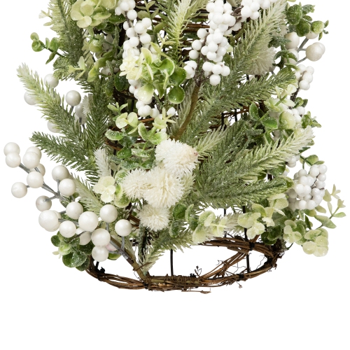 Glittered Berries and Pine Artificial Cone Christmas Tree - 27"