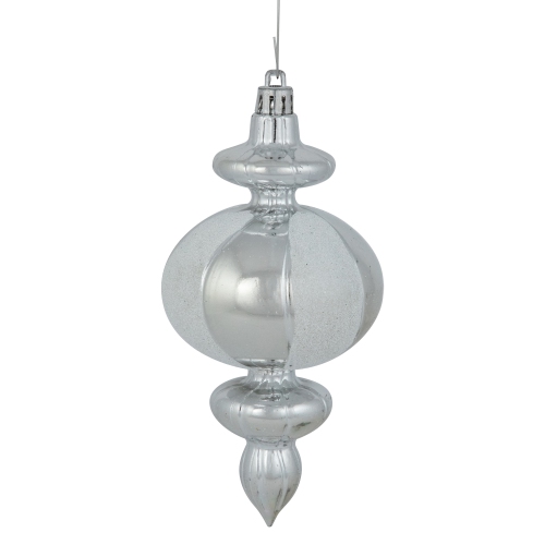 8-Count Silver and White Shatterproof Finial Christmas Ornaments, 6"