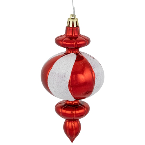 8-Count Red and White Shatterproof Finial Christmas Ornaments, 6"