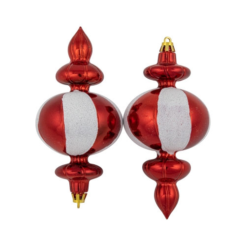8-Count Red and White Shatterproof Finial Christmas Ornaments, 6"