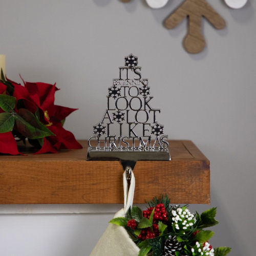 It's Beginning to Look a Lot Like Christmas Metal Tree Stocking Holder - 6.5"