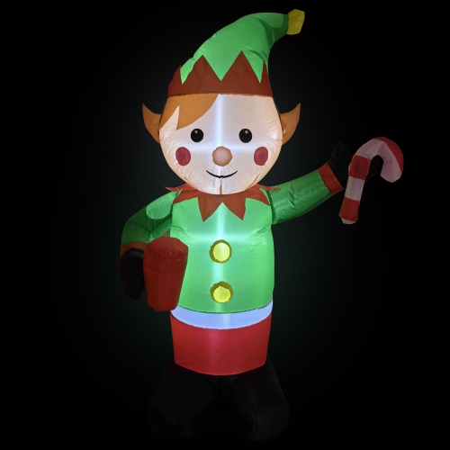 Lighted Inflatable Elf Outdoor Christmas Decoration - 4.25'