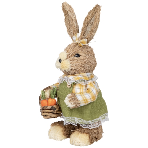 Sisal Girl in Dress with Basket Easter Bunny Figure Decoration - 13.75"