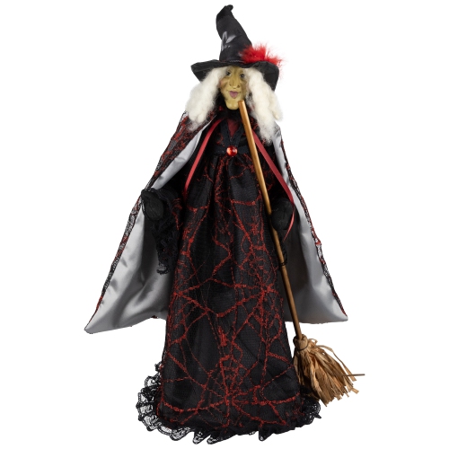 Spooky Witch with Broom Halloween Figure - 18"